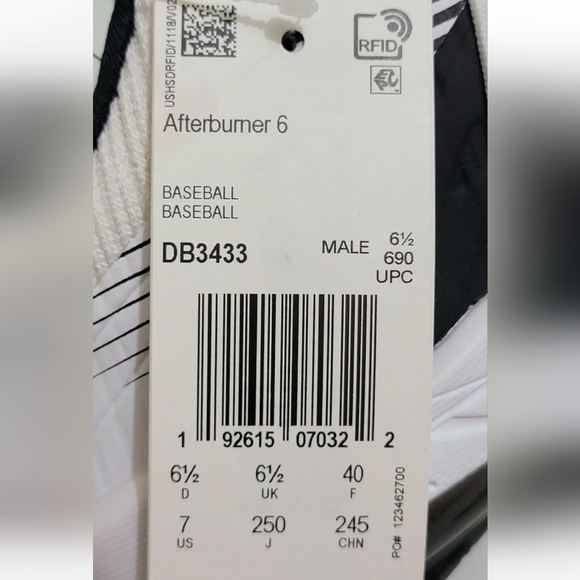 Adidas Afterburner 6 Baseball Cleats Metal Black White Men’s Size Multi DB3433 - Picture 13 of 13